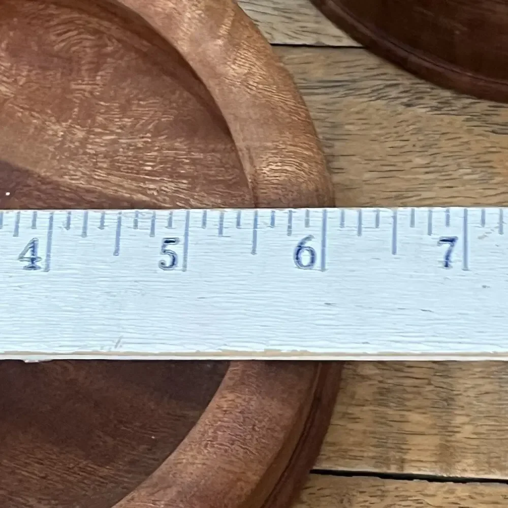 Hand-Turned Rustic Wooden Bowls Set of 2 6 in Teak Wood